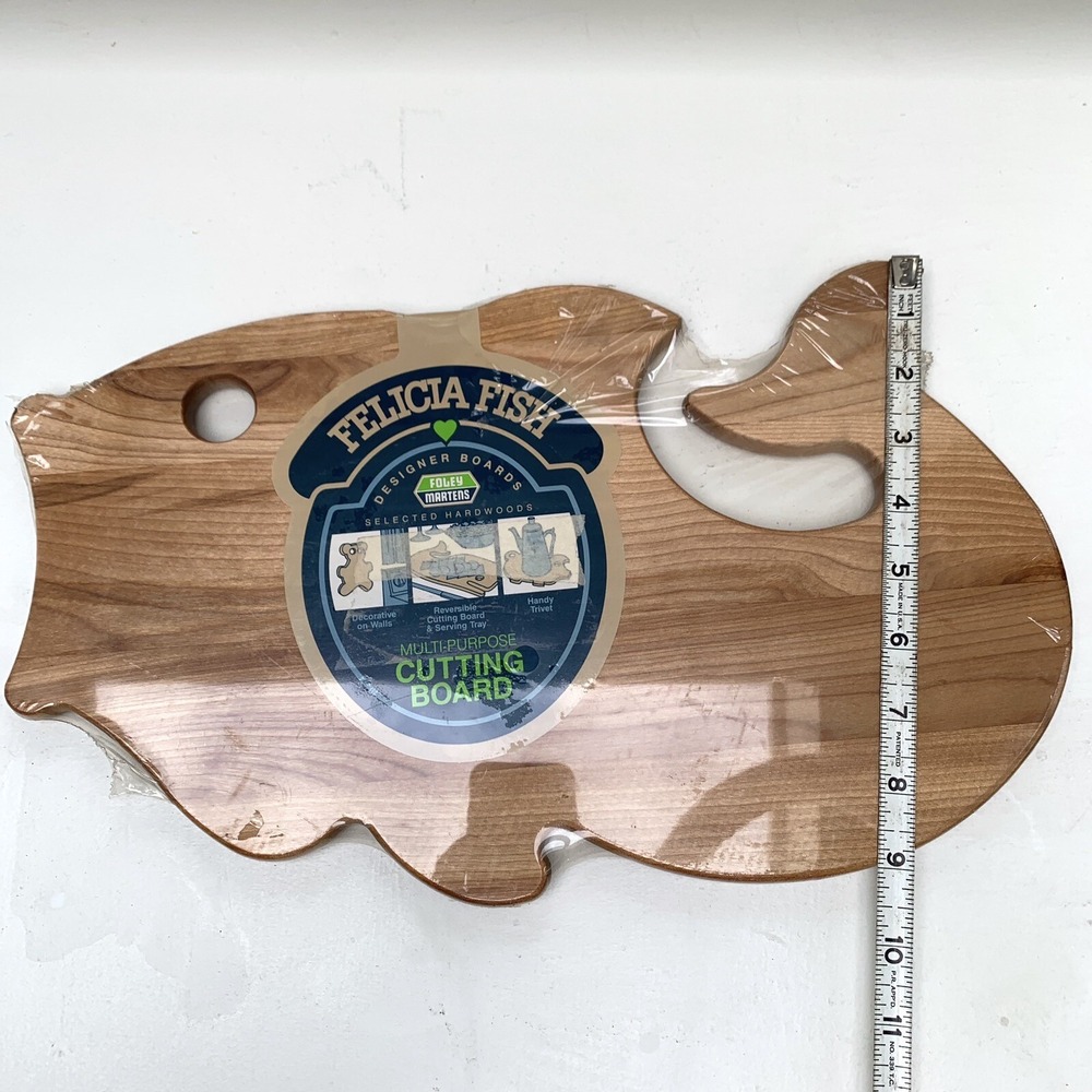 FELISHA FISH Hardwood Cutting Board by Foley Martens Made in U.S.A. 9X 15" - Picture 9 of 9